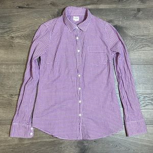 J Crew The Perfect Shirt Purple Gingham Button Down Dress Shirt - size XS